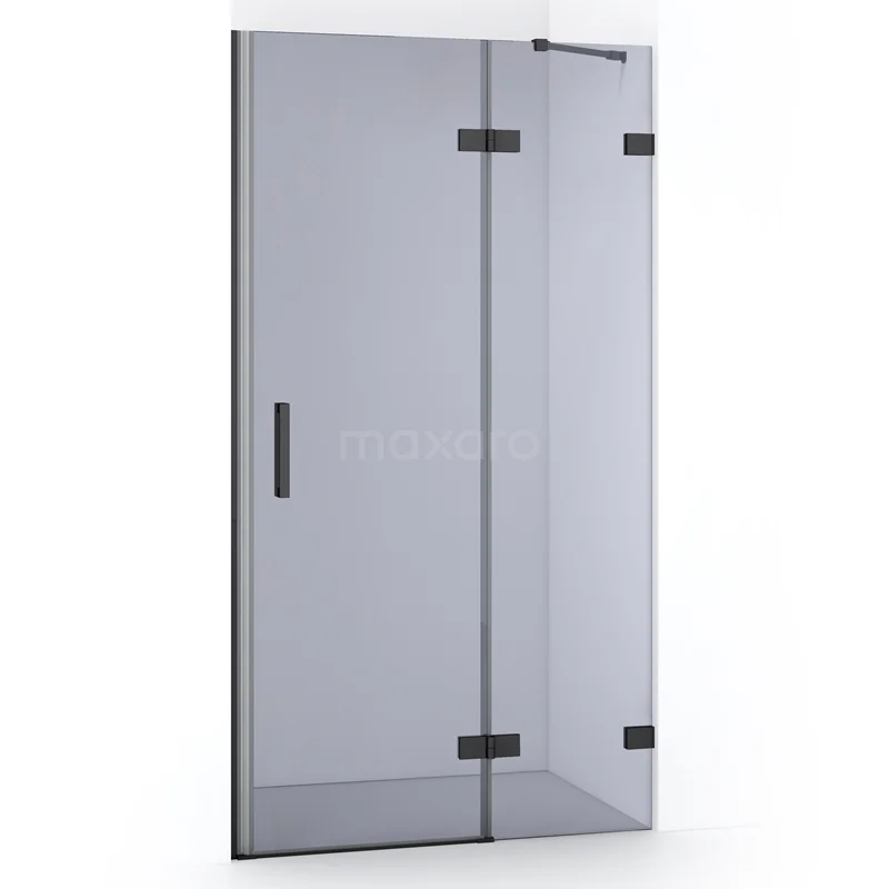 Diamond Shower door | 90 cm Black chrome Smoke glass Pivot door DDB22361221BC