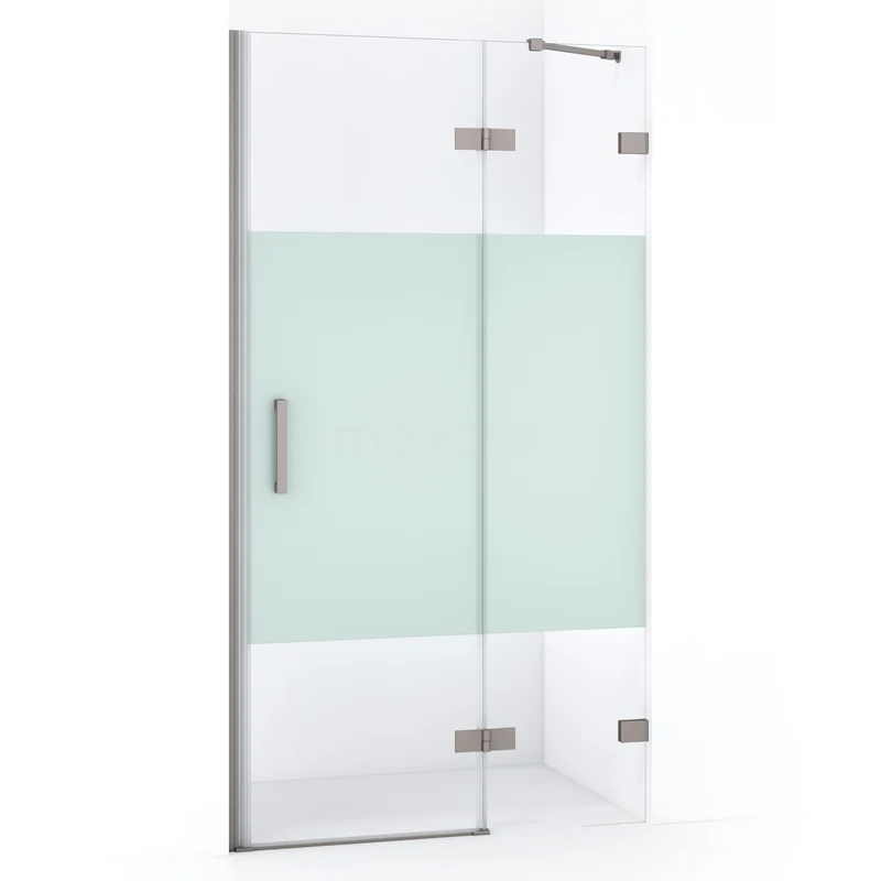 Diamond Shower door | 100 cm Stainless steel Clear with matt strip Pivot door DDB22461223BR