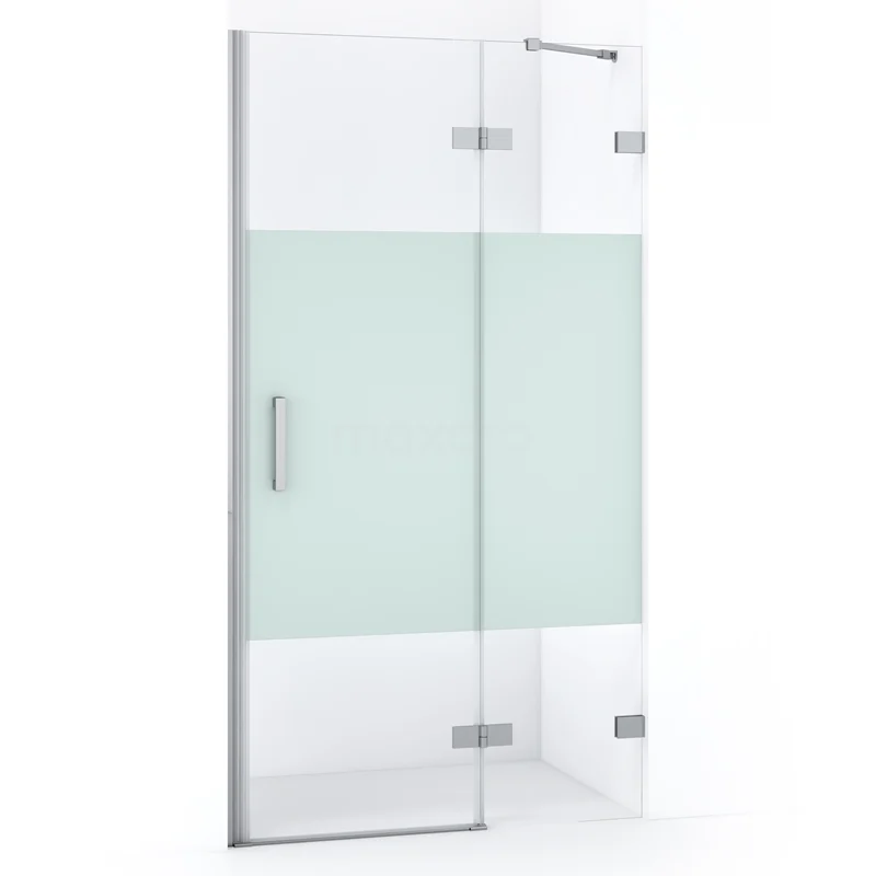 Diamond Shower door | 100 cm Chrome Clear with matt strip Pivot door DDB22461223C