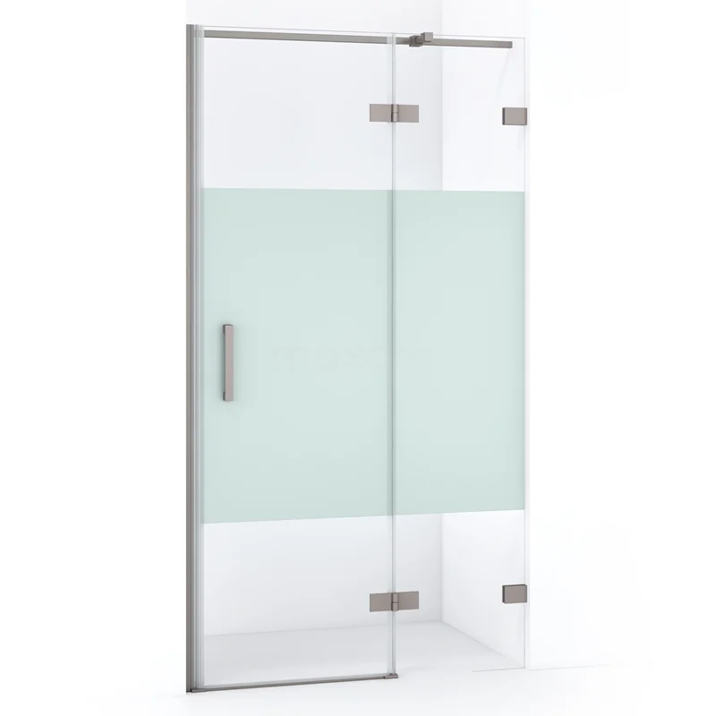 Diamond Shower door | 100 cm Stainless steel Clear with matt strip Pivot door DDB22461323BR