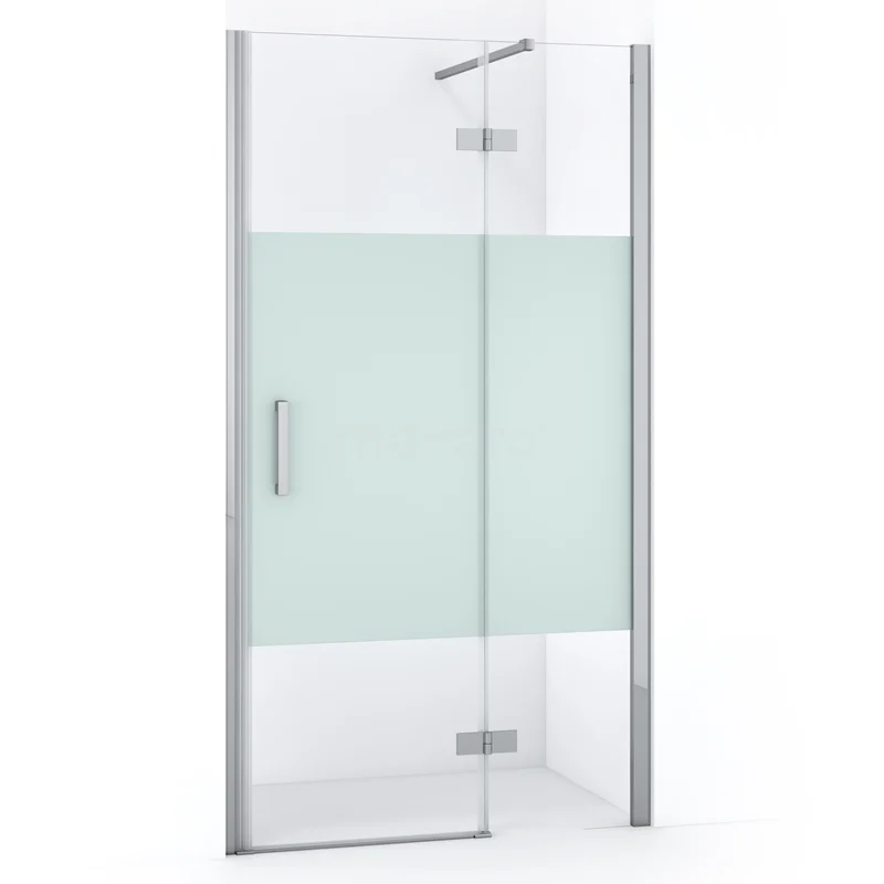 Diamond Shower door | 90 cm Chrome Clear with matt strip Pivot door DDB22362113C