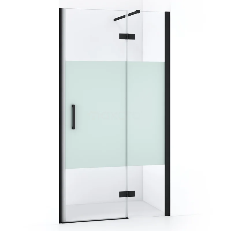 Diamond Shower door | 90 cm Matte black Clear with matt strip Pivot door DDB22362113MB