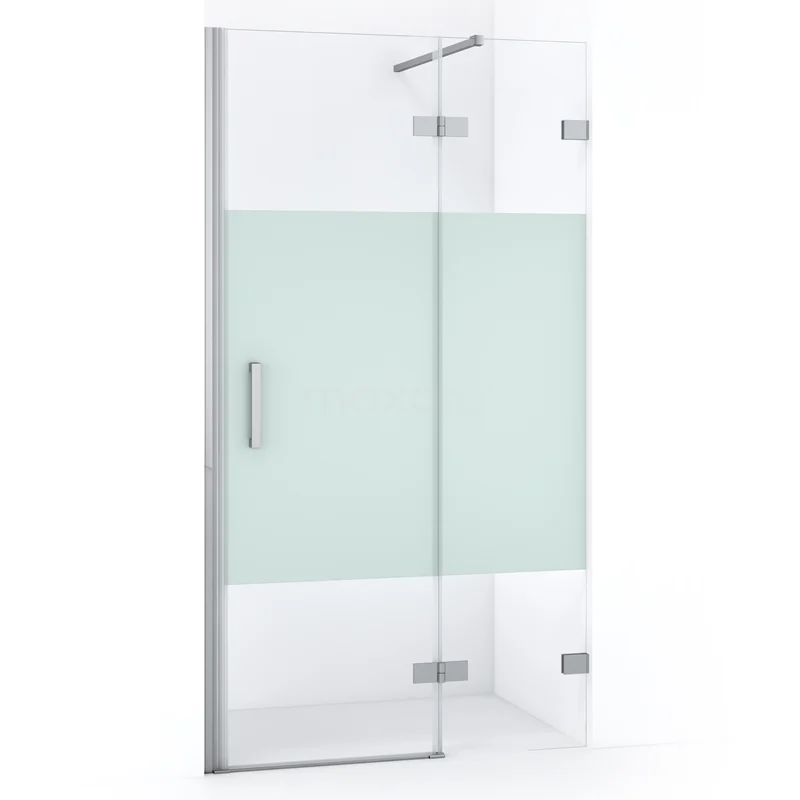 Diamond Shower door | 100 cm Chrome Clear with matt strip Pivot door DDB22462123C