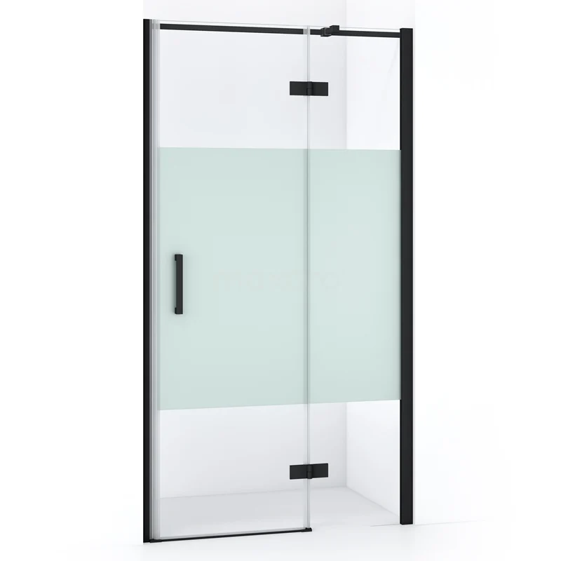 Duschtür Diamond 90cm aus klarem Sicherheitsglas mit mattem Streifen Matt Schwarz DDB22362313MB Duschtür Schwarz Profil mit Mattglas, Schiebetür, modernes Design, ideal für eine stilvolle und funktionale Badezimmerinrichtung.