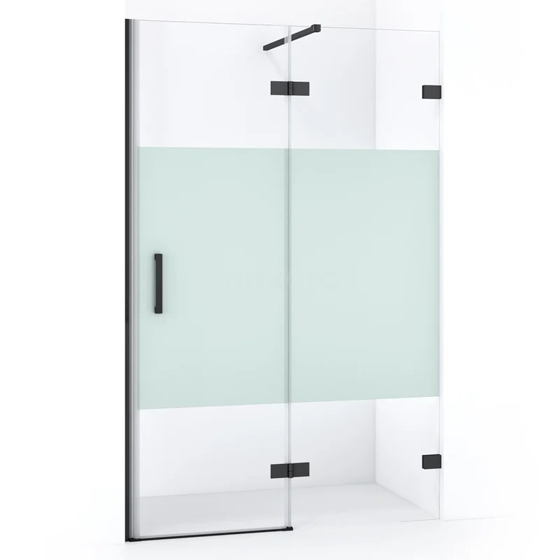 Diamond Shower door | 110 cm Black chrome Clear with matt strip Pivot door DDB22651123BC
