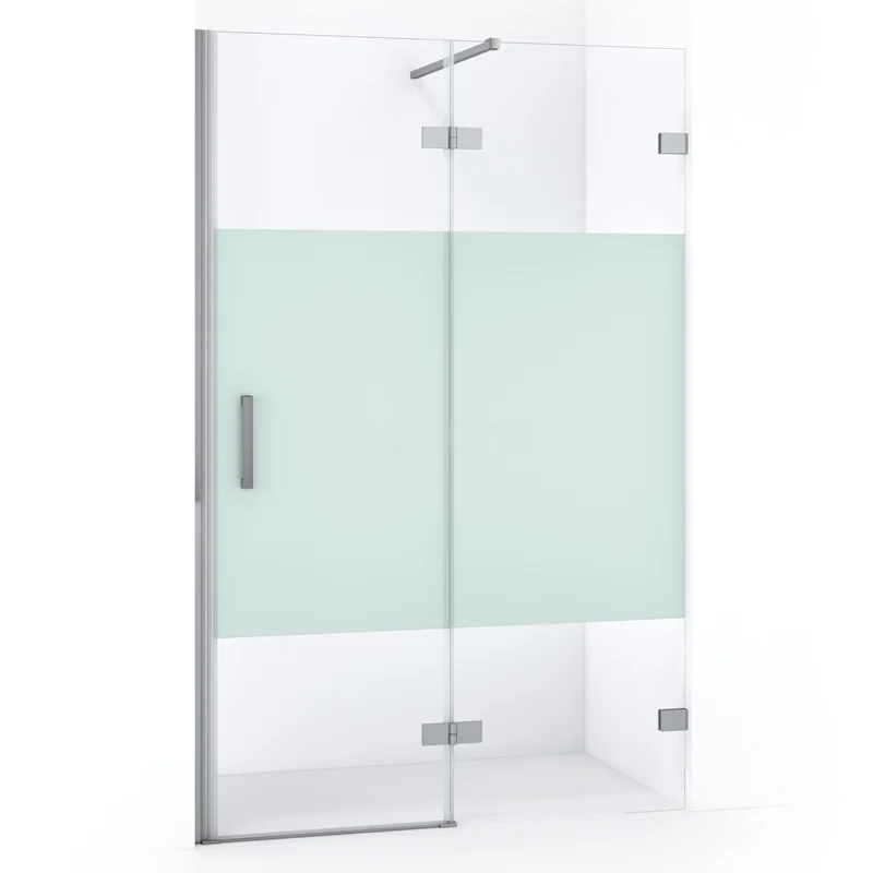 Diamond Shower door | 110 cm Chrome Clear with matt strip Pivot door DDB22651123C