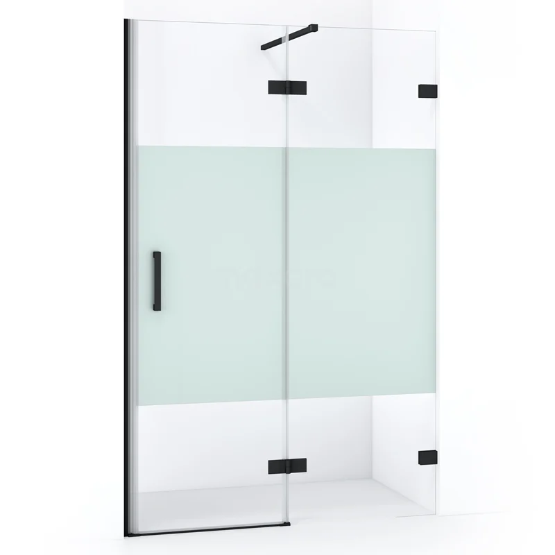 Diamond Shower door | 110 cm Matte black Clear with matt strip Pivot door DDB22651123MB