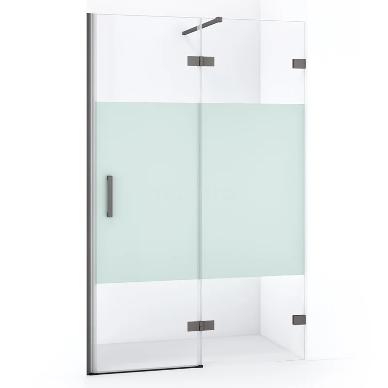 Diamond Shower door | 110 cm Black metal Clear with matt strip Pivot door DDB22651123ZM