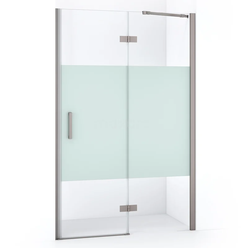Diamond Shower door | 110 cm Stainless steel Clear with matt strip Pivot door DDB22651213BR