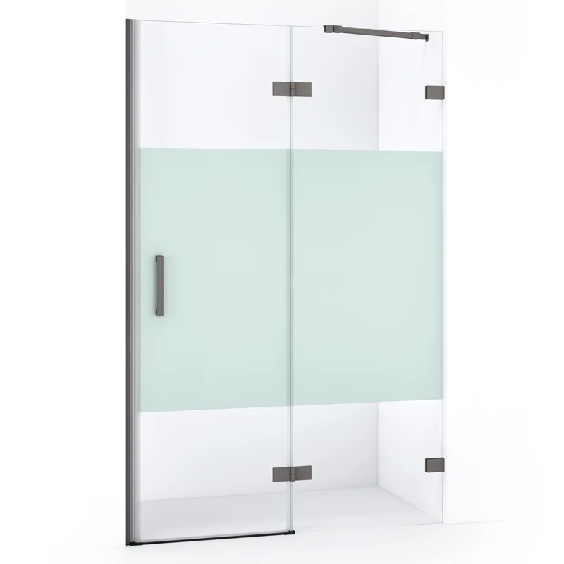 Diamond Shower door | 120 cm Black metal Clear with matt strip Pivot door DDB22661223ZM