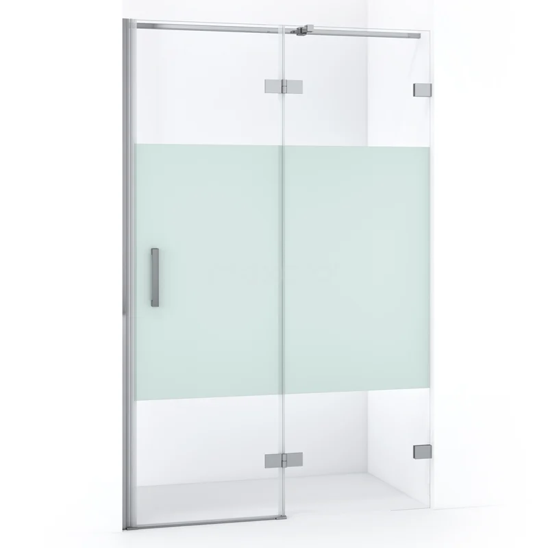 Diamond Shower door | 120 cm Chrome Clear with matt strip Pivot door DDB22661323C