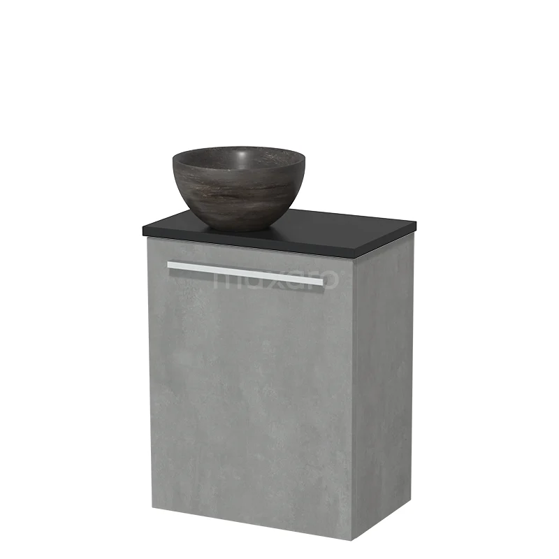 Toilet unit with wash basin | 41 cm Light grey concrete Flat front Blue stone Natural stone countertop wash basin Matte black worktop TMK10-07471