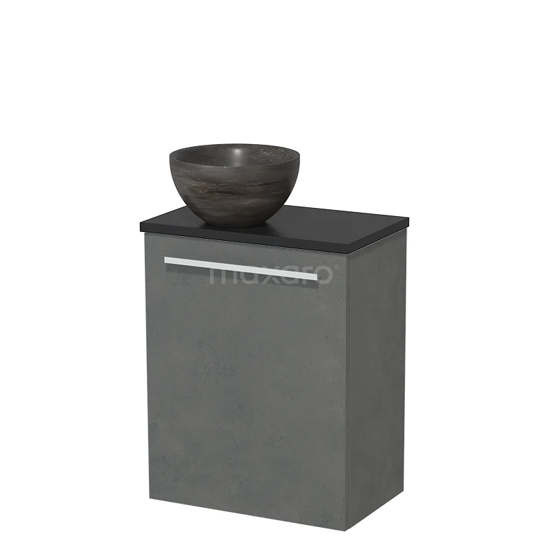 Toilet unit with wash basin | 41 cm Dark grey concrete Flat front Blue stone Natural stone countertop wash basin Matte black worktop TMK10-07472