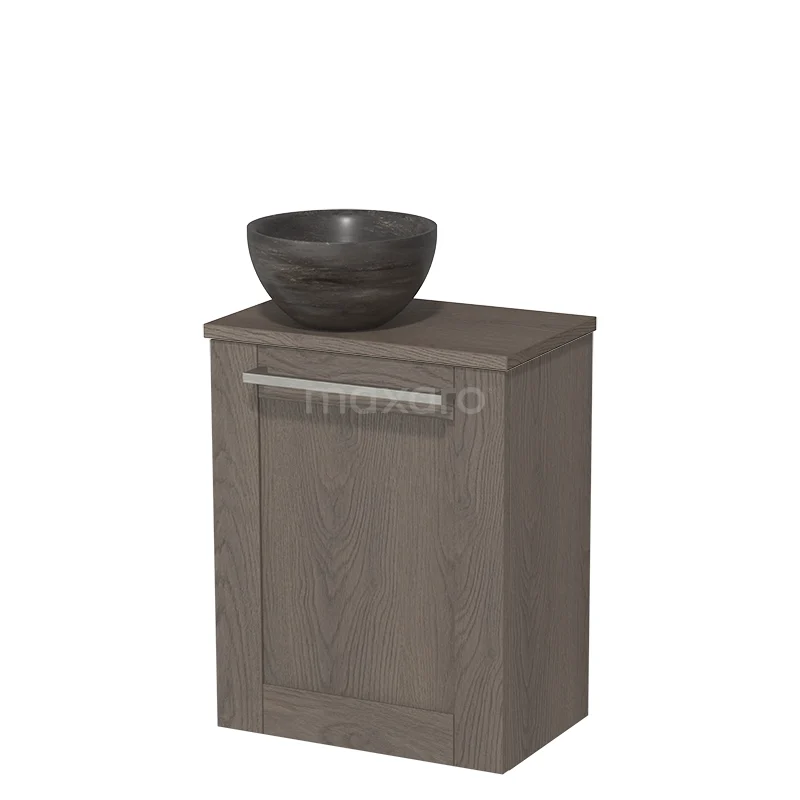Toilet unit with wash basin | 41 cm Dark brown oak Front Blue stone Natural stone Countertop wash basin Dark brown oak worktop Natural stone Worktop TMK10-07848