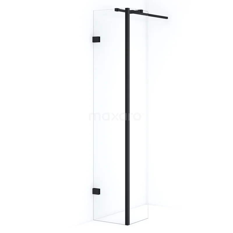 Diamond Walk-in shower | 40 cm Matte black Clear glass Fixed wall with side panel IDC0403320MBN