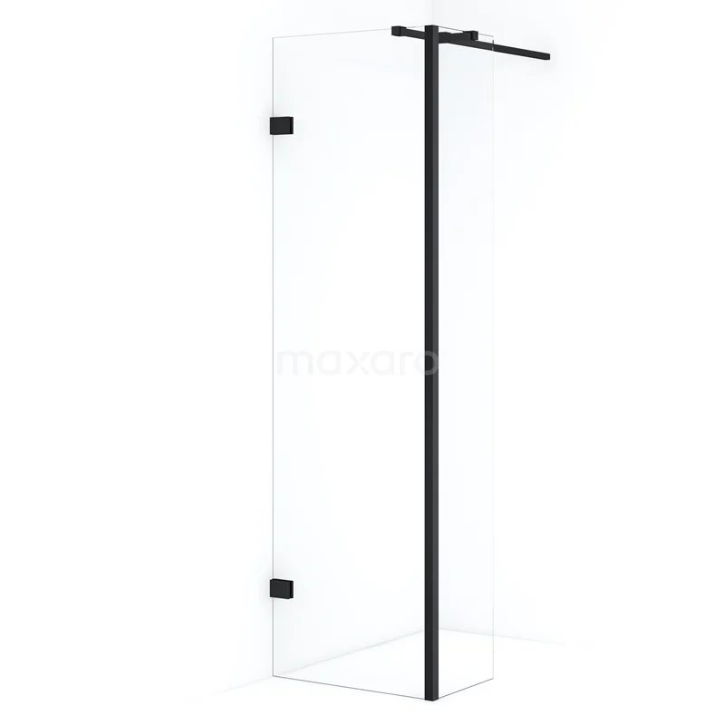 Diamond Walk-in shower | 60 cm Matte black Clear glass Fixed wall with side panel IDC0603320MBN