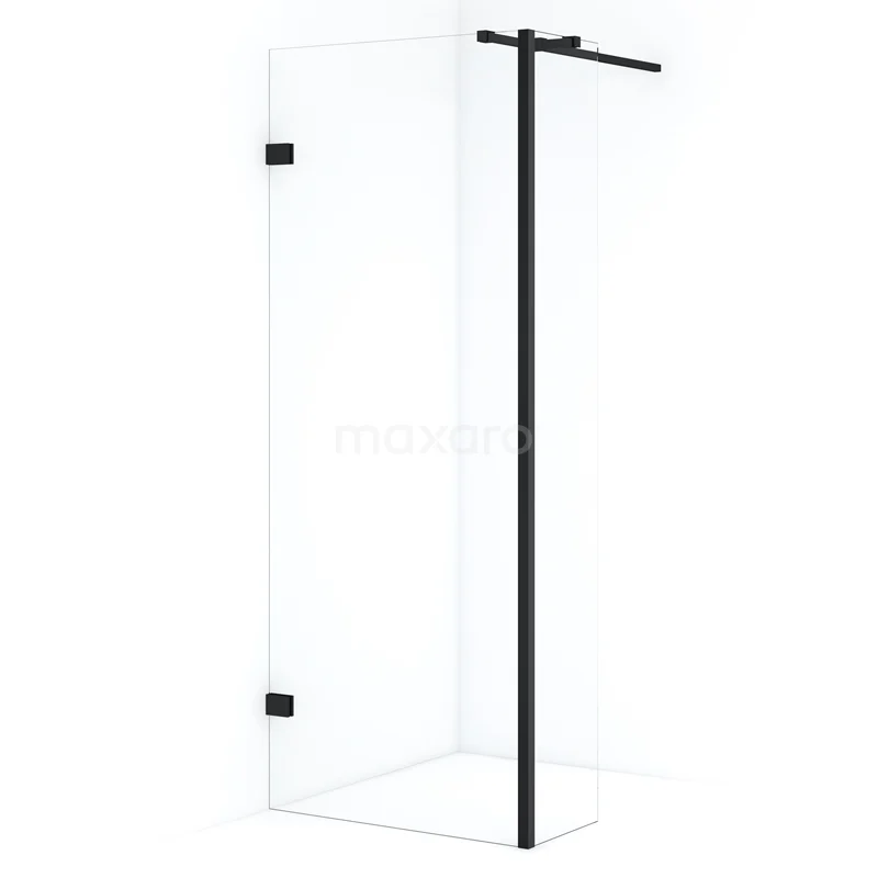 Diamond Walk-in shower | 70 cm Matte black Clear glass Fixed wall with side panel IDC0703320MBN