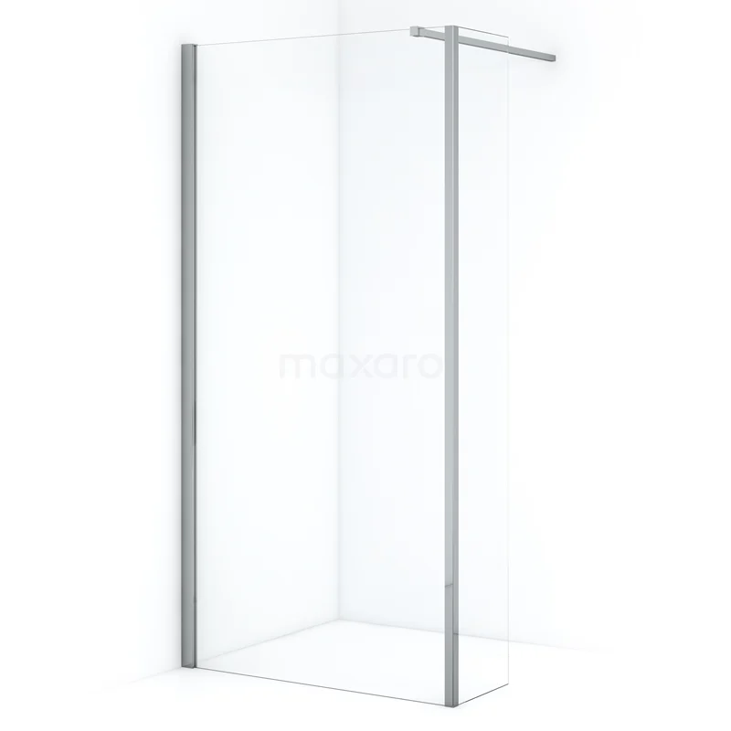 Diamond Walk-in shower | 100 cm Chrome Clear glass Fixed wall with side panel IDC1003110CN