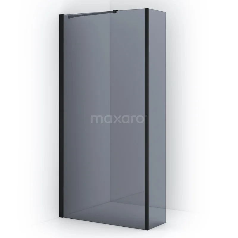 Diamond Walk-in shower | 100 cm Matte black Smoke glass Fixed wall with side panel IDC1003211MB