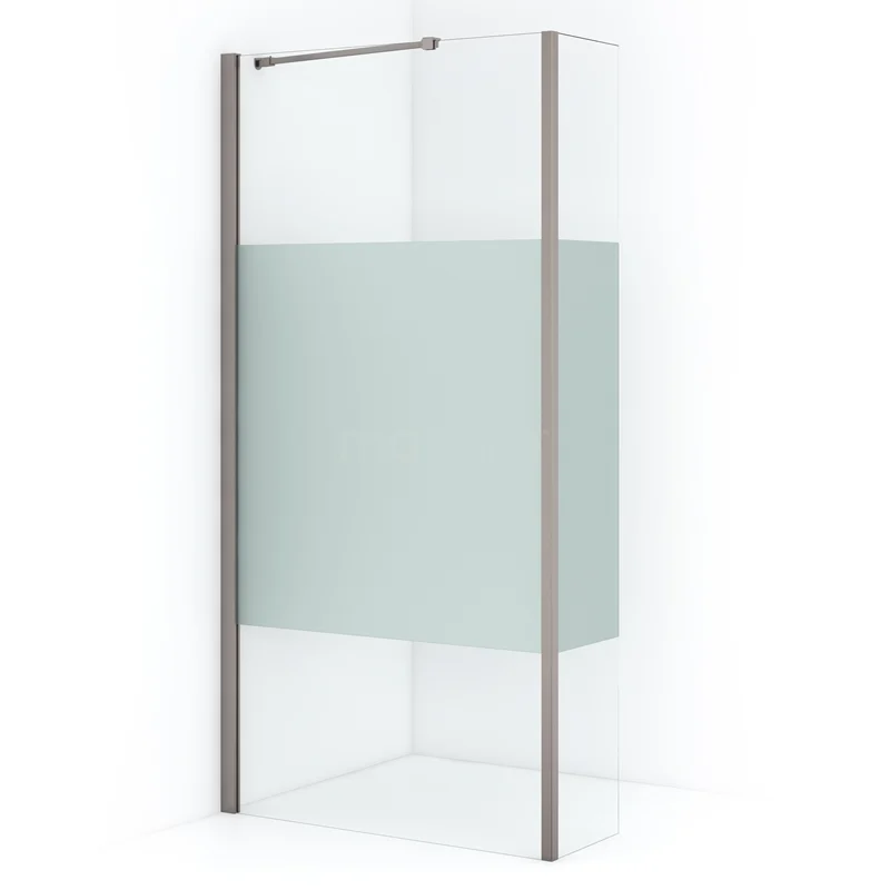 Diamond Walk-in shower | 100 cm Stainless steel Clear with matt strip Fixed wall with side panel IDC1003213BRN