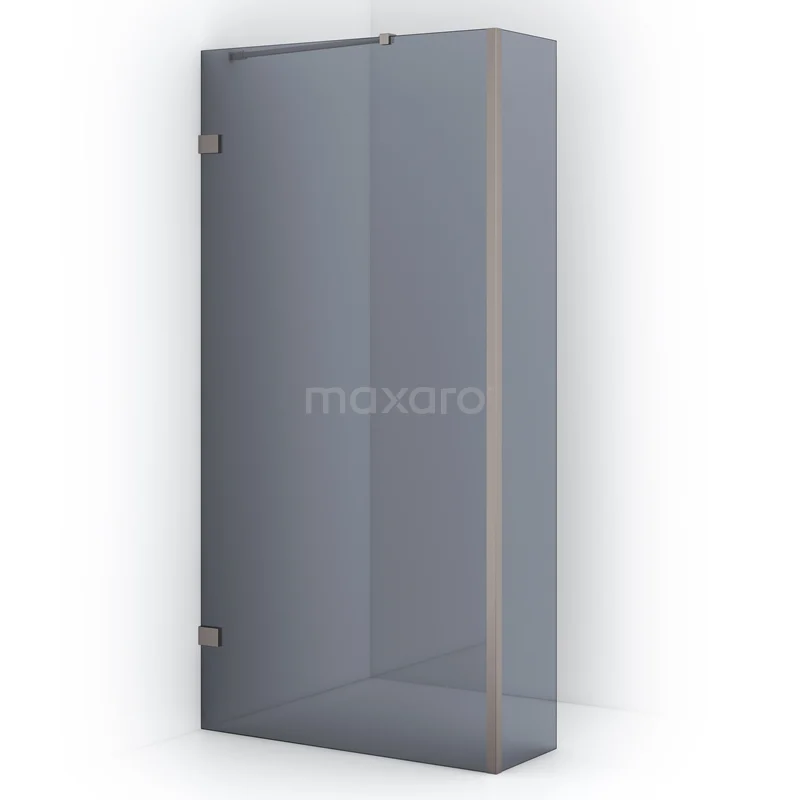 Diamond Walk-in shower | 90 cm Stainless steel Smoke glass Fixed wall with side panel IDC0903221BR
