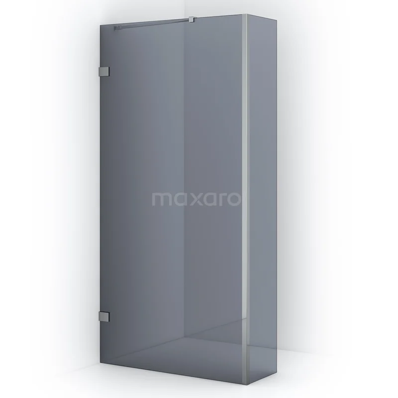 Diamond Walk-in shower | 90 cm Chrome Smoke glass Fixed wall with side panel IDC0903221C
