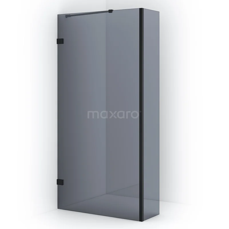 Diamond Walk-in shower | 90 cm Matte black Smoke glass Fixed wall with side panel IDC0903221MB
