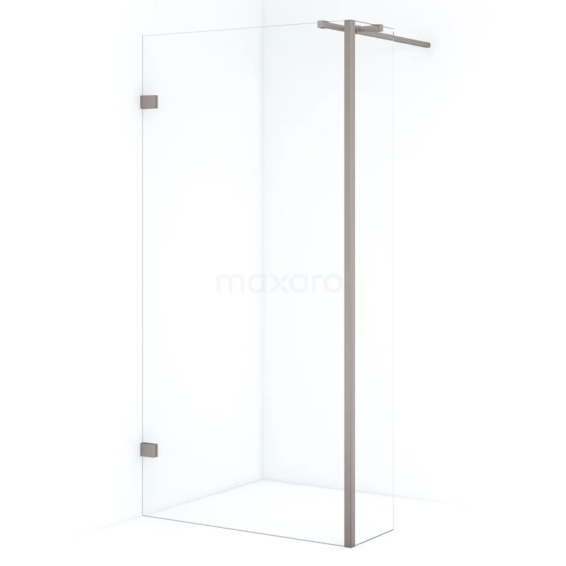 Diamond Walk-in shower | 100 cm Stainless steel Clear glass Fixed wall with side panel IDC1003320BRN