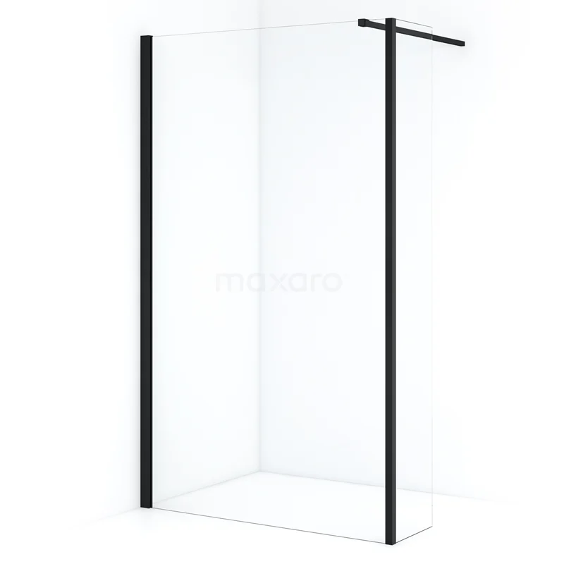 Diamond Walk-in shower | 120 cm Matte black Clear glass Fixed wall with side panel IDC1203110MBN