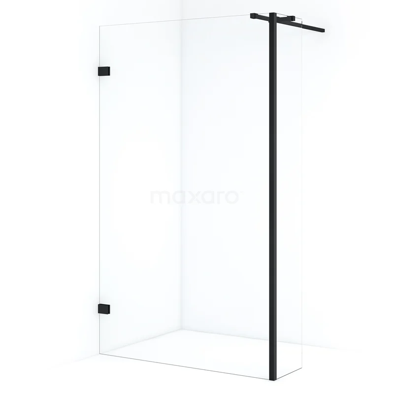 Diamond Walk-in shower | 120 cm Matte black Clear glass Fixed wall with side panel IDC1203320MBN