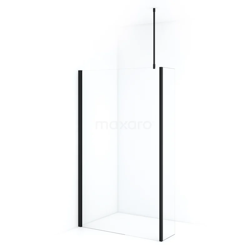 Diamond Walk-in shower | 110 cm Matte black Clear glass Fixed wall with side panel IDC1103710MBN
