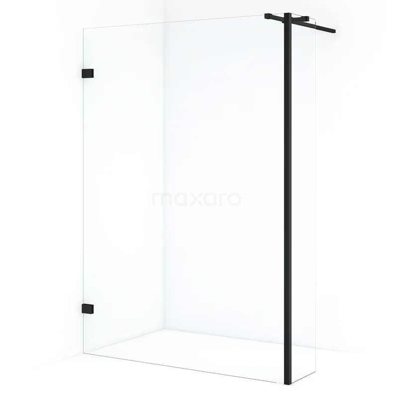 Diamond Walk-in shower | 140 cm Matte black Clear glass Fixed wall with side panel IDC1403320MBN