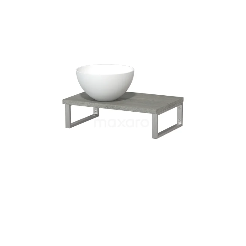 Modulo Pico Basin worktop with countertop wash basin | 41 cm Grey oak Matte white Solid surface TMK01-00423