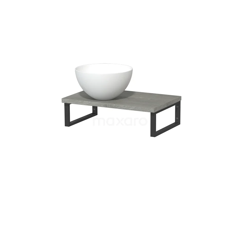 Modulo Pico Basin worktop with countertop wash basin | 41 cm Grey oak Matte white Solid surface TMK01-00424