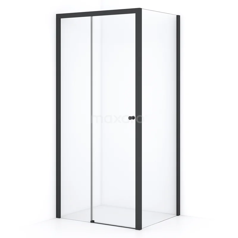 Shower enclosure with black aluminium frame, clear glass, modern look, ideal as a stylish bathroom solution.