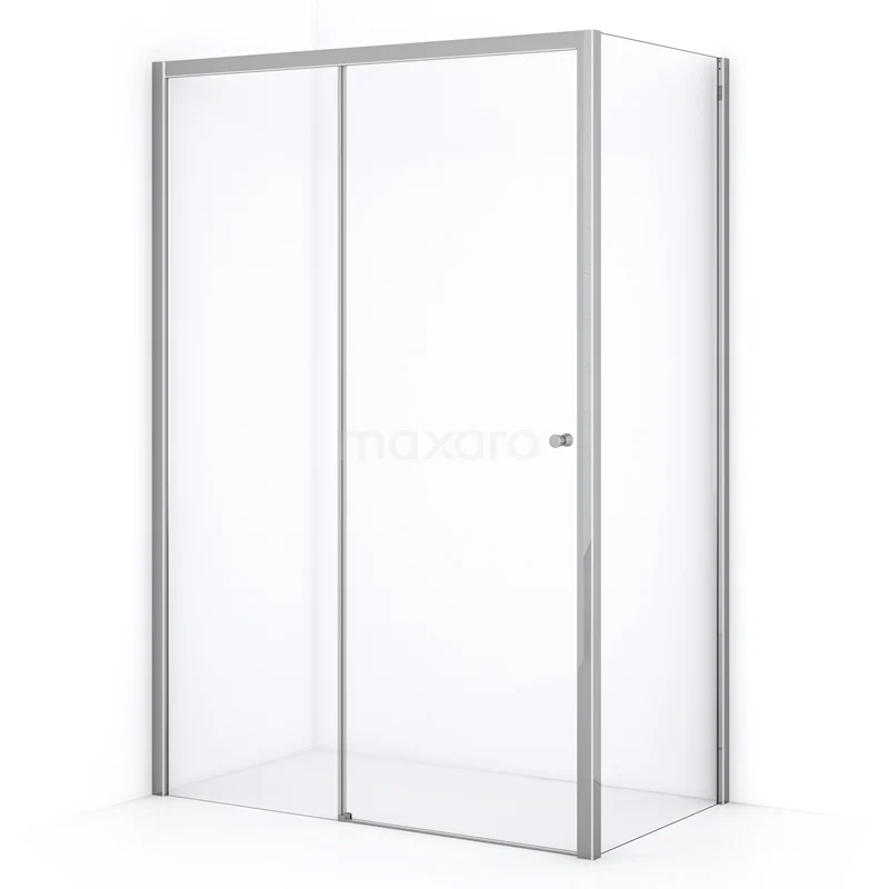 Douchecabine met hoekinstap, 90x90 cm, helder glas en zilverkleurig aluminium frame, ideaal voor moderne badkamers.
