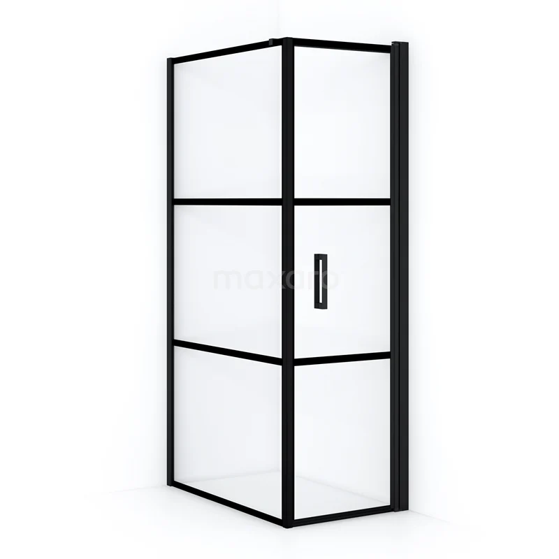 Diamond Shower enclosure | 100x60 cm Matte black Clear with 4 black stripes Pivot door Rectangle CDA10610118RMB