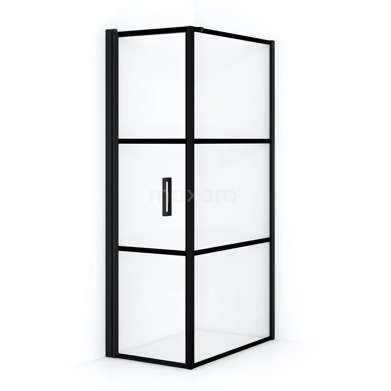 Diamond Shower enclosure | 100x60 cm Matte black Clear with 4 black stripes Pivot door Rectangle CDA10610118LMB