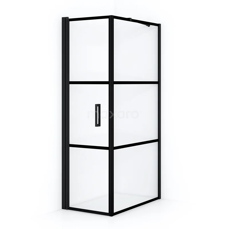 Diamond Shower enclosure | 100x60 cm Matte black Clear with 4 black stripes Pivot door Rectangle CDA10610218LMB