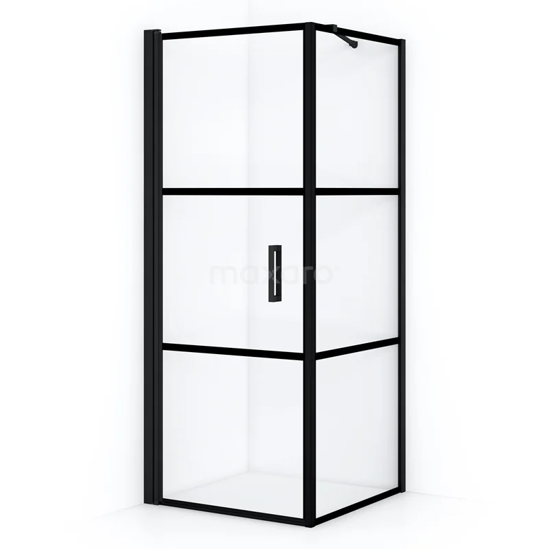 Diamond Shower enclosure | 80x70 cm Matte black Clear with 4 black stripes Pivot door Rectangle CDA10708218LMB