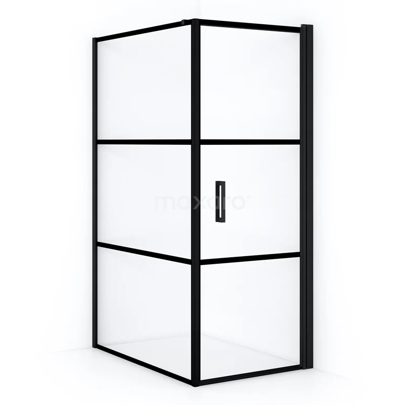 Duschkabine Diamond 120x70cm aus klarem Sicherheitsglas mit schwarzen Streifen Matt Schwarz CDA10712118RMB Schwarze rechteckige Duschkabine mit industriellem Look, Glasplatten und Metallrahmen. Perfekt für ein modernes Badezimmer.