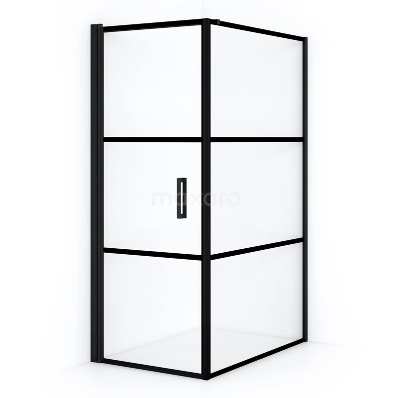 Duschkabine Diamond 120x70cm aus klarem Sicherheitsglas mit schwarzen Streifen Matt Schwarz CDA10712118LMB Schwarze industrielle Duschkabine aus Glas mit schickem Metallrahmen, perfekt für einen modernen Badezimmerstil.