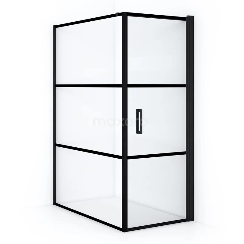 Diamond Shower enclosure | 140x80 cm Matte black Clear with 4 black stripes Pivot door Rectangle CDA10814118RMBN
