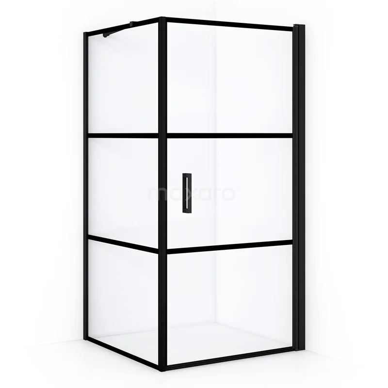 Diamond Shower enclosure | 100x90 cm Matte black Clear with 4 black stripes Pivot door Rectangle CDA10910218RMBN