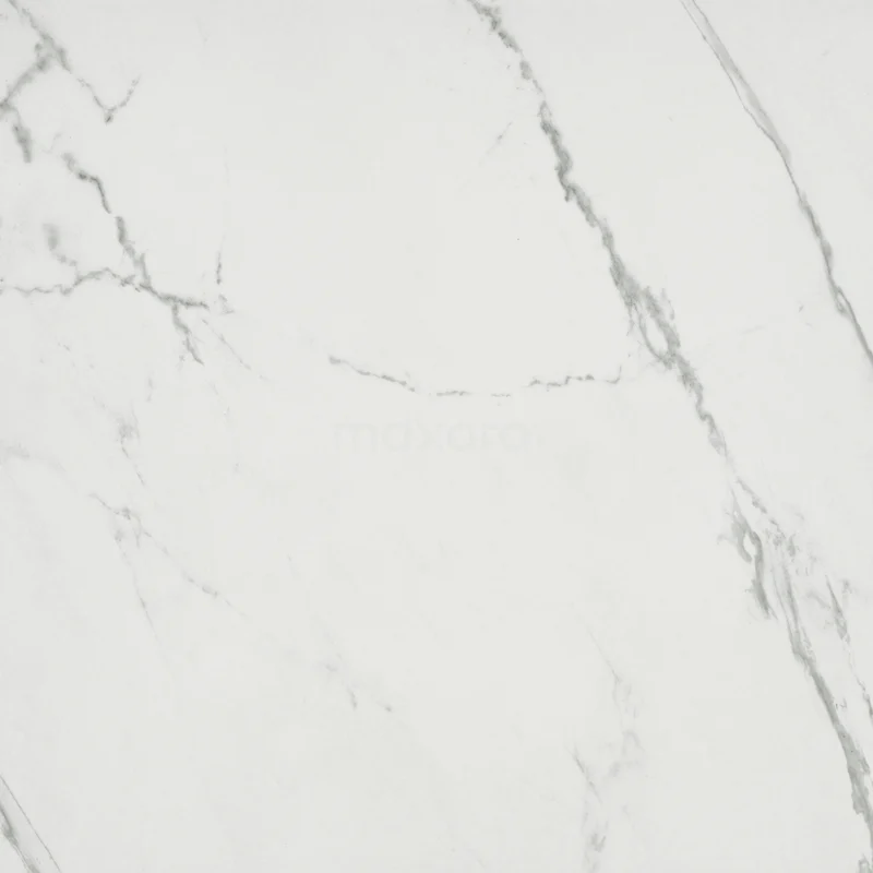 Tile sample, Floor tile/Wall tile, Lucido White Shiny 503-0501TS White ceramic marble-look bathroom tile with subtle grey veins, ideal for a modern and luxurious bathroom style.