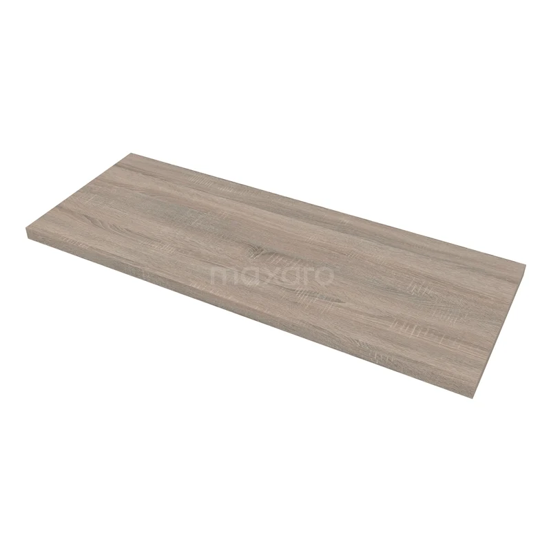 Oak Basin worktop in light brown, rectangular design, ideal for a modern bathroom, with natural wood grain details.