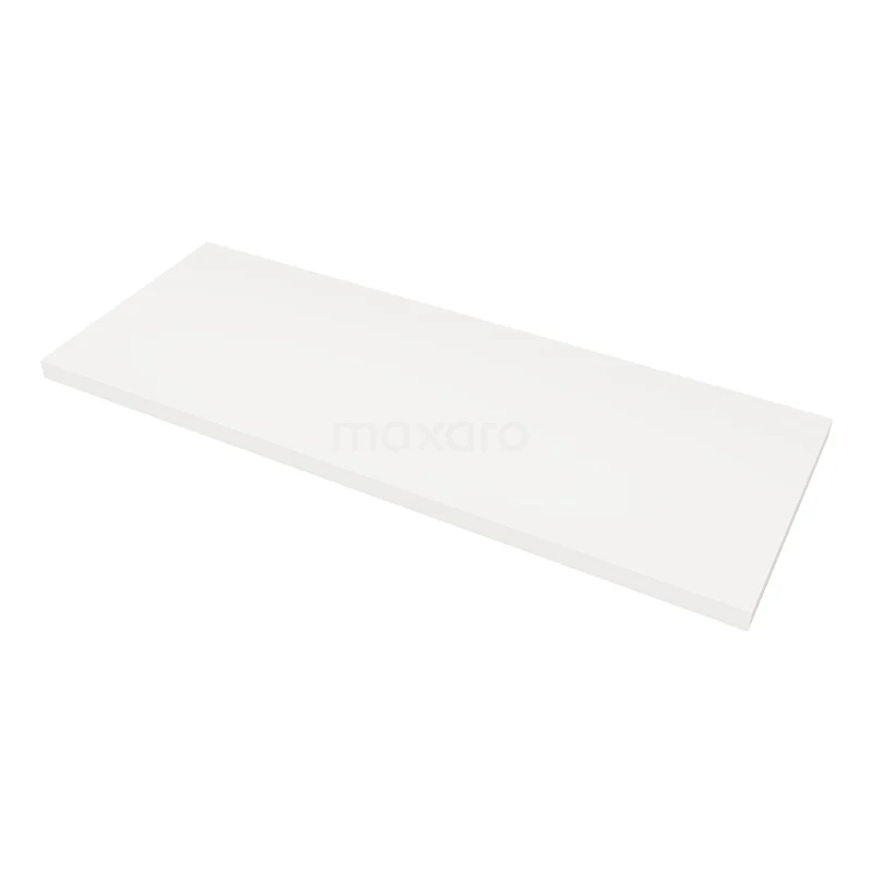 White rectangular basin shelf made of matte ceramic, ideal as a stylish and durable storage solution for the bathroom.