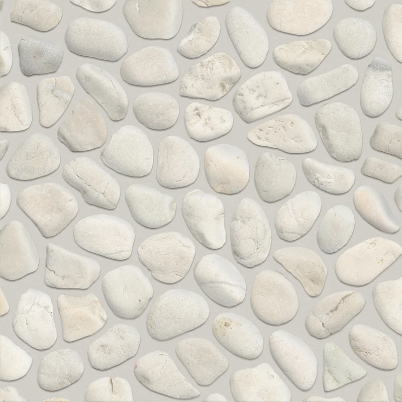 Mosaic Pebble White 30x30cm Natural stone White Matte white 306-050101