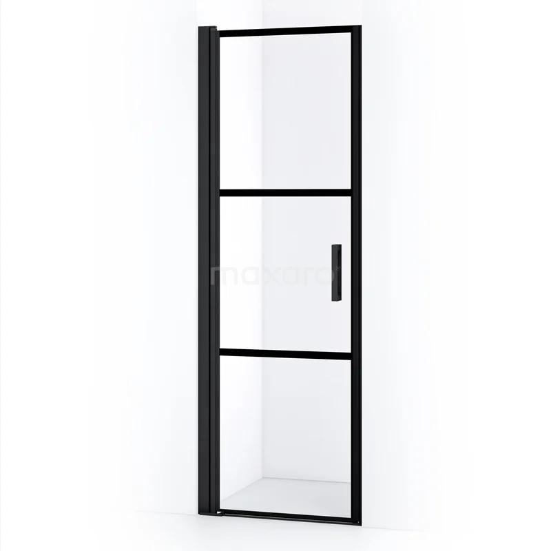 Diamond Shower door | 60 cm Matte black Clear with 4 black stripes Pivot door DDA106118LMB