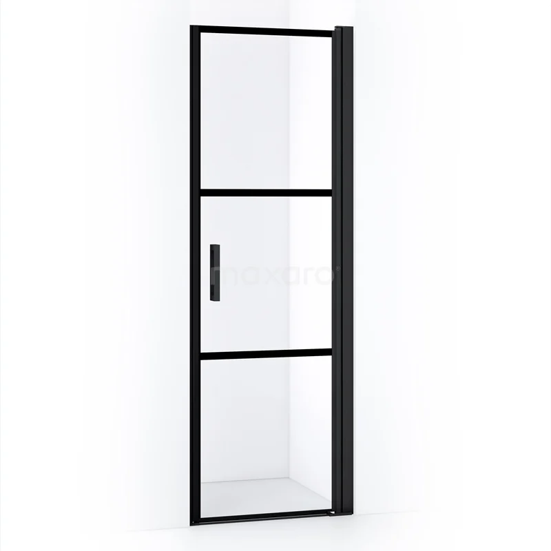 Diamond Shower door | 60 cm Matte black Clear with 4 black stripes Pivot door DDA106118RMB